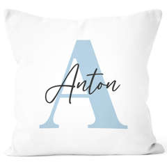 Kissen-Bezug Monogramm Kissen-Hülle mit Namen Initiale Design Pastellfarben Baumwolle personalisierte Geschenke Dekokissen SpecialMe®