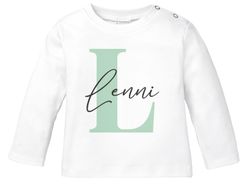Baby-Shirt Langarm personalisiert Name Buchstabe Initiale Pastellfarben Namen Wunschname Junge/Mädchen Baumwolle SpecialMe®