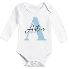 Baby Body Langarm Body personalisiert mit Monogramm Pastellfarben Namen Wunschname Geschenk Geburt Bio-Baumwolle SpecialMe®