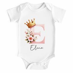 Baby Body personalisiert Monogramm Namen Initiale Blumen Krone Geschenk Geburt Bio-Baumwolle SpecialMe®