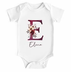 Baby Body Mädchen personalisiert Monogramm Buchstabe Initiale Florales Design Wunschname Geschenk Geburt Bio-Baumwolle SpecialMe®