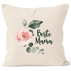 Kissen-Bezug Beste Mama Geschenk Muttertag Watercolor Kissen-Hülle Deko-Kissen Baumwolle MoonWorks®