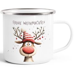 Emailletasse Frohe Weihnachten {styleVariationName} Winter Weihnachtsbecher Geschenkidee SpecialMe®