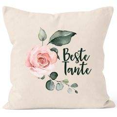 Kissen-Bezug Beste Tante Geschenk Watercolor Kissen-Hülle Deko-Kissen Baumwolle MoonWorks®