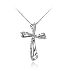 Damen Halskette Kreuz Anhänger Zirkonia Kristall Autiga®