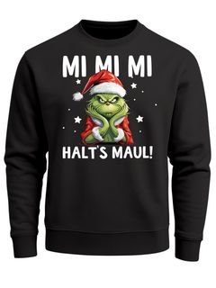 Sweatshirt Herren Weihnachten Grinch Mimimi Halts Maul Spruch Weihnachtsmuffel Print Ugly XMAS Sweater Rundhals-Pullover Moonworks®