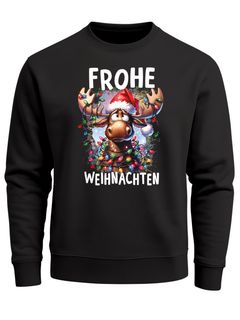 Sweatshirt Herren Weihnachtspullover Aufdruck Elch Rentier Frohe Weihnachten Weihnachtsoutfit Männer Moonworks®