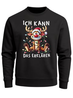 Sweatshirt Herren Weihnachtspullover Lustig Rentier Spruch XMAS Sweater Weihnachtsoutfit Männer Moonworks®