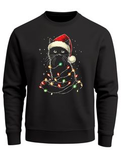 Sweatshirt Herren Weihnachtspullover Katze Weihnachten Lustig Weihnachtsoutfit Männer Moonworks®