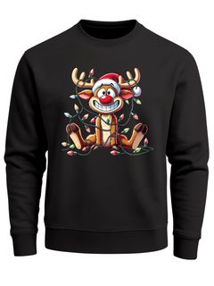 Sweatshirt Herren Weihnachtspullover Lustig Rentier Aufdruck XMAS Sweater Weihnachtsoutfit Männer Moonworks®