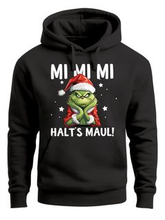 Hoodie Herren Herren Weihnachten Grinch Mimimi Halts Maul Spruch Weihnachtsmuffel Print Ugly XMAS Sweater Kapuzen-Pullover Moonworks®