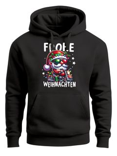 Hoodie Herren Frohe Weihnachten Santa Biker Aufdruck Kapuzen-Pullover Weihnachtspullover Männer Moonworks®