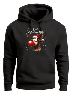 Hoodie Herren Frohe Weihnachten Rentier Rudolf Weihnachtspullover Männer Kapuzen-Pullover Moonworks®