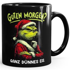 Tasse Weihnachten Guten Morgen Ganz dünnes Eis Geschenkidee Adventszeit Kollegen Morgenmuffel MoonWorks®