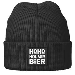 Herren Beanie Patch Bedruckt mit Spruch LustigHo Ho Hol mir Bier Meme Weihnachtsmann Moonworks®
