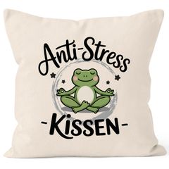 Kissenbezug Yoga Frosch | Anti-Stress-Kissen | Geschenkidee Kollegen Arbeit Büro Moonworks®