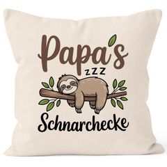 Kissen-Bezug Papas Schnarchecke Faultier Aufdruck Geschenkidee für Väter Großvater Kissen-Hülle Deko-Kissen Baumwolle MoonWorks®
