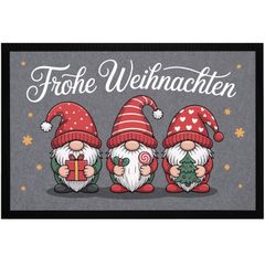 Fußmatte Familie Frohe Weihnachten Wichtel Zwerge personalisiert mit Name rutschfest & abwaschbar SpecialMe®