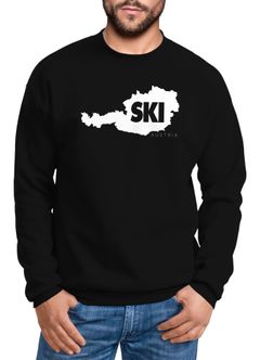 Sweatshirt Herren Ski Austria Österreich Wintersportler Landkarte Ski-Fahrer Ski-Urlaub Rundhals-Pullover Moonworks®