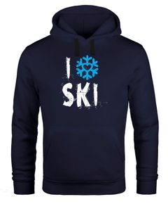 Hoodie Herren I Love Ski Ich liebe Ski Wintersportler Ski-Fahrer Kapuzen-Pullover Moonworks®