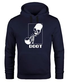 Hoodie Herren Spooktober Skeleton Trompete Doot Meme Halloween Kapuzen-Pullover Moonworks®