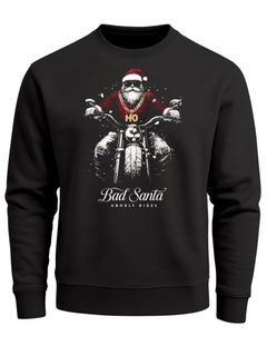 Sweatshirt Herren Weihnachten Bad Santa Biker Motorrad Aufdruck Print Rundhals-Pullover Fashion Streetwear Neverless®