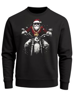 Sweatshirt Herren Weihnachten Bad Santa Biker Motorrad Aufdruck Print Rundhals-Pullover Fashion Streetwear Neverless®
