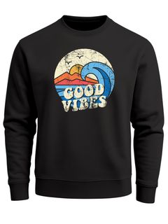 Sweatshirt Herren Print Vintage Grafik Welle Sonne Surfen Rundhals-Pullover Fashion Streetwear Neverless®