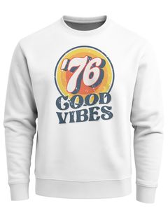 Sweatshirt Herren Aufdruck Print Good Vibes Retro Vintage Grafik Rundhals-Pullover Fashion Streetwear Neverless®