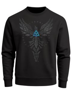 Sweatshirt Herren Munin Raven Odin Valknut Valhalla Wikinger Nordmänner Mythologie Rundhals-Pullover Neverless®