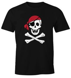 Herren T-Shirt Pirat Skull Jolly Roger Bandana Fasching Fun-Shirt Moonworks®