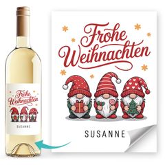 Weinetikett Frohe Weihnachten Wichtel personalisierbar mit Name Flaschenetikett – XMAS Deko für Flaschen SpecialMe®