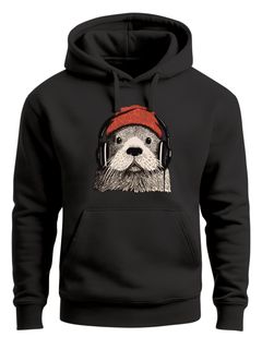 Hoodie Herren Otter Print Comic Illustration Kunstdruck Kapuzen-Pullover Männer Fashion Streetstyle Neverless®