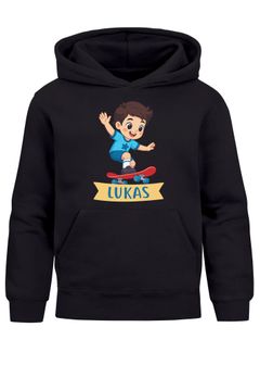 Kinder Hoodie Skateboard Junge – personalisierter Kapuzenpullover mit Namen - personalisierte Jungengeschenke Moonworks®