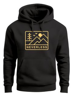 Hoodie Herren Print Outdoor Grafik Line Art Berge Natur Aufdruck Kapuzen-Pullover Männer Fashion Streetstyle Neverless®