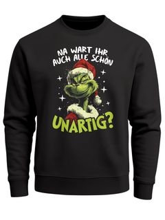 Sweatshirt Herren Weihnachtspullover Spruch Wart ihr alle schön unartig Aufdruck Weihnachtsoutfit Männer Moonworks®