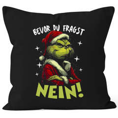 Kissenbezug Weihnachten Anti XMAS Motiv Geschenkidee Weihnachtsmuffel Spruch Lustig Bevor du fragst Nein Moonworks®