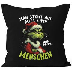Kissenbezug Weihnachten Anti XMAS Deko Spruch Weihnachtsmuffel Kissenhülle Baumwolle Moonworks®