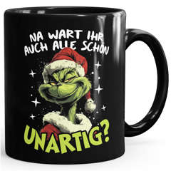 Tasse Weihnachten Aufdruck Weihnachtsmuffel Spruch Wart ihr unartig Geschenkidee MoonWorks®