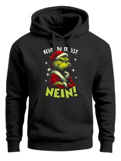 Hoodie Herren Weihnachten Spruch Bevor du fragst – NEIN Kapuzen-Pullover Weihnachtspullover Männer Moonworks®