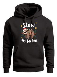 Hoodie Herren Weihnachten Kapuzen-Pullover Faultier Spruch Slow Ho Ho Weihnachtspullover Männer Moonworks®