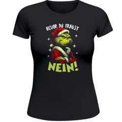 Weihnachtsshirt Damen Spruch Bevor du fragst Nein T-Shirt Weihnachten Lustig Weihnachtsoutfit Frauen Moonworks®
