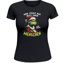 Weihnachtsshirt Damen Spruch Und dann Menschen T-Shirt Weihnachten Lustig Weihnachtsoutfit Frauen Moonworks®