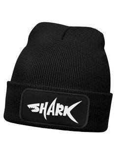 Wintermütze Kinder Beanie Jungen Patch Shark Hai Aufdruck Print Strickmütze Kindermütze MoonWorks®