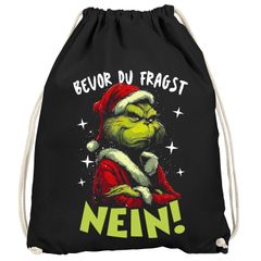 Turnbeutel Weihnachten mit Spruch lustig Nein Statement Print Weihnachtsmuffel Geschenkidee Gymbag Moonworks®