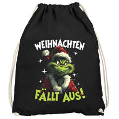 Weihnachts Turnbeutel Weihnachtsmotiv – Sportbeutel mit Spruch „Weihnachten fällt aus!“ – Geschenkidee Weihnachtsmuffel Moonworks®