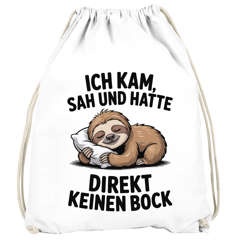 Turnbeutel Faultier Spruch Ich kam sah und hatte direkt kein Bock  lustig Gymbag Moonworks®
