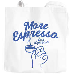 Jutebeutel mit witzigem Kaffee-Spruch – More Espresso less Depresso – Stofftasche für Coffee-Fans Moonworks®