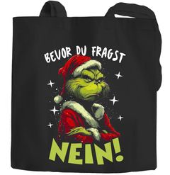 Jutebeutel Weihnachten Bevor du fragst NeinSpruch Lustig Weihnachtstragetaschen Moonworks®