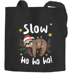 Jutebeutel Weihnachten Faultier Spruch Lustig Slow Ho Ho Geschenkverpackung Stoff Baumwolltasche Stoffbeutel Moonworks®